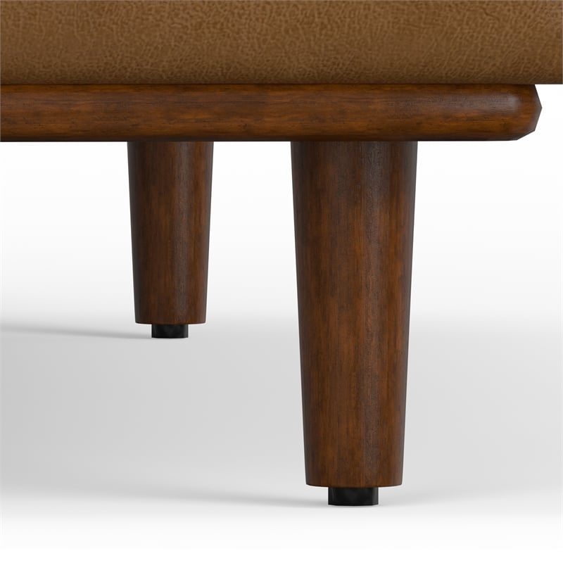 Pemberly Row Mid-Century Left Sectional 102 inch Wide in Caramel Brown Leather