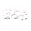 Pemberly Row Mid-Century Left Sectional 102 inch Wide in Caramel Brown Leather