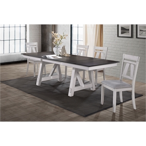 Pemberly Row Modern 5-Piece Solid Wood Dining Table Set in Brown