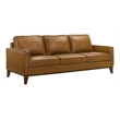 Pemberly Row Modern Leather Upholstered 3-Seater Sofa in Caramel