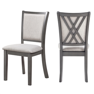 Pemberly Row Modern Solid Wood Dining Chairs in Gray (Set of 2)