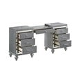 Pemberly Row Contemporary Solid Wood 7-Drawers Vanity in Silver