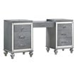 Pemberly Row Contemporary Solid Wood 7-Drawers Vanity in Silver
