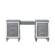 Pemberly Row Contemporary Solid Wood 7-Drawers Vanity in Silver