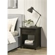 Pemberly Row Wood Nightstand with Drawer and Open Storage Shelf Bedside Table