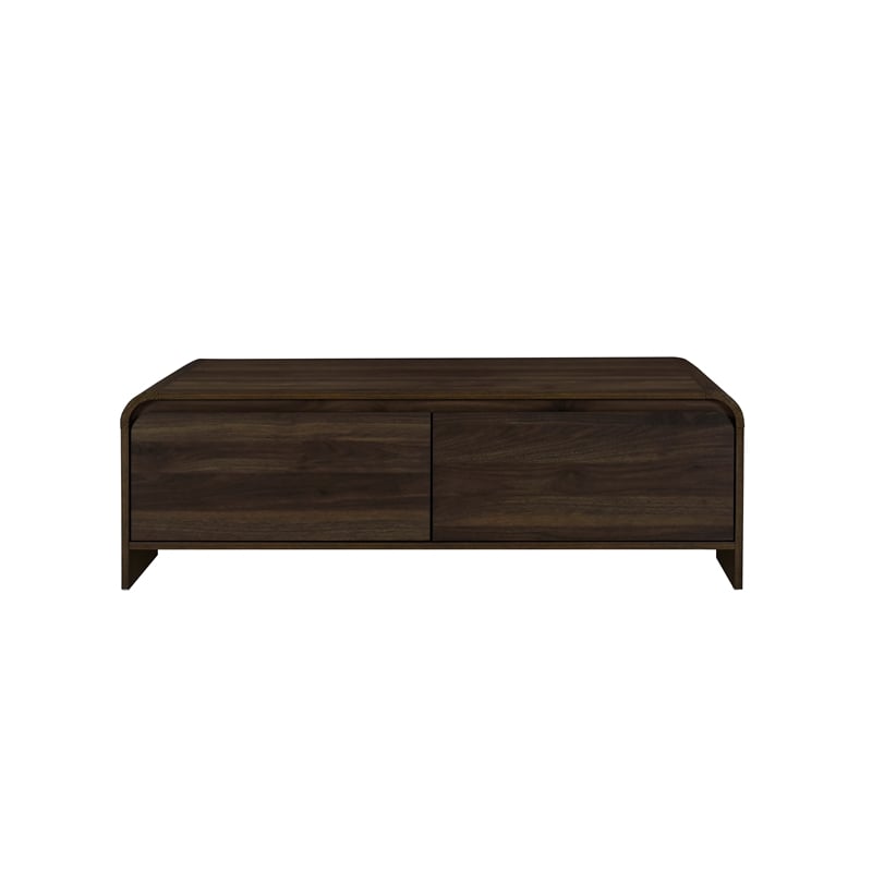 Pemberly Row Modern Wood Coffee Table/Cocktail Table in Walnut