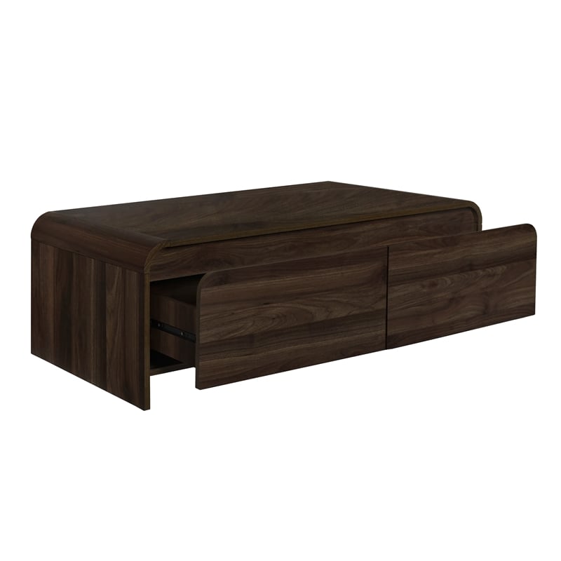 Pemberly Row Modern Wood Coffee Table/Cocktail Table in Walnut