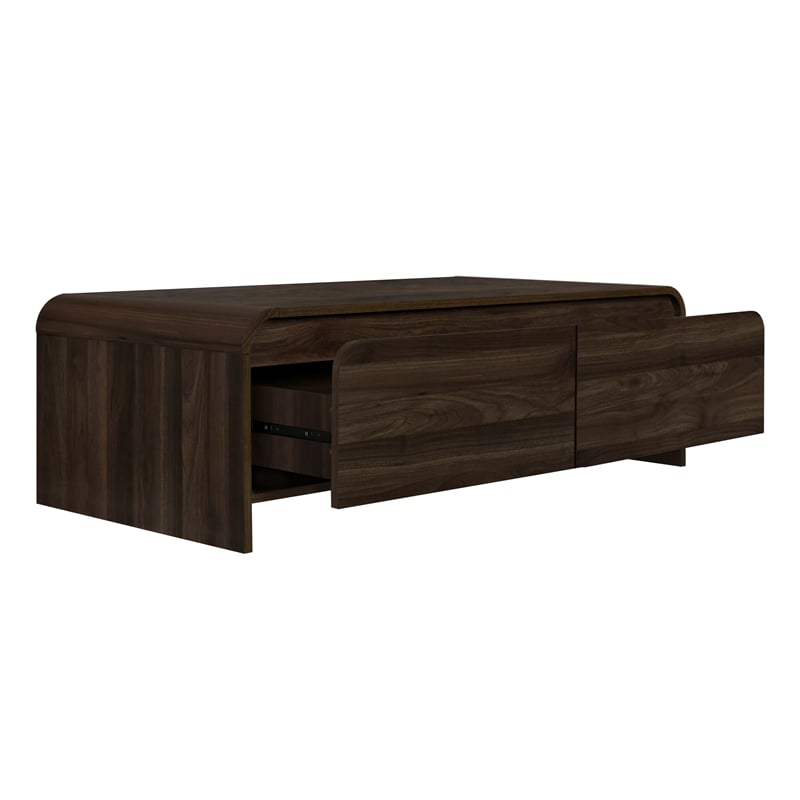 Pemberly Row Modern Wood Coffee Table/Cocktail Table in Walnut