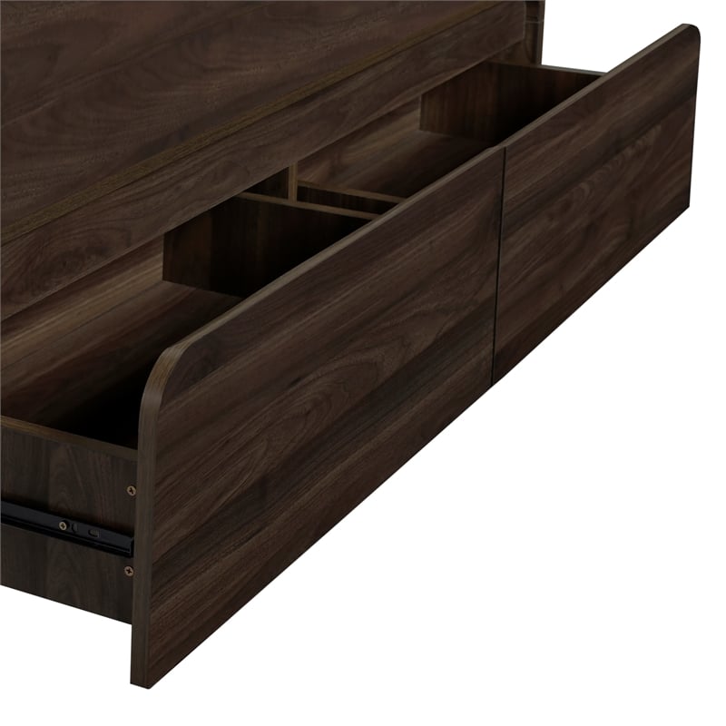 Pemberly Row Modern Wood Coffee Table/Cocktail Table in Walnut