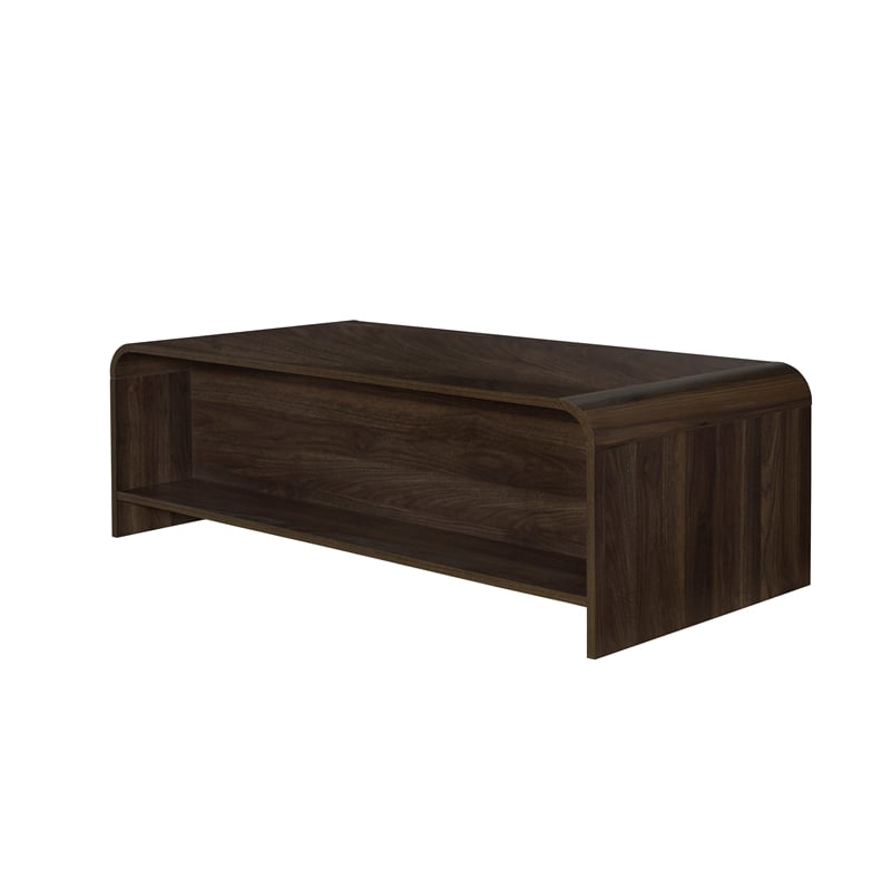 Pemberly Row Modern Wood Coffee Table/Cocktail Table in Walnut