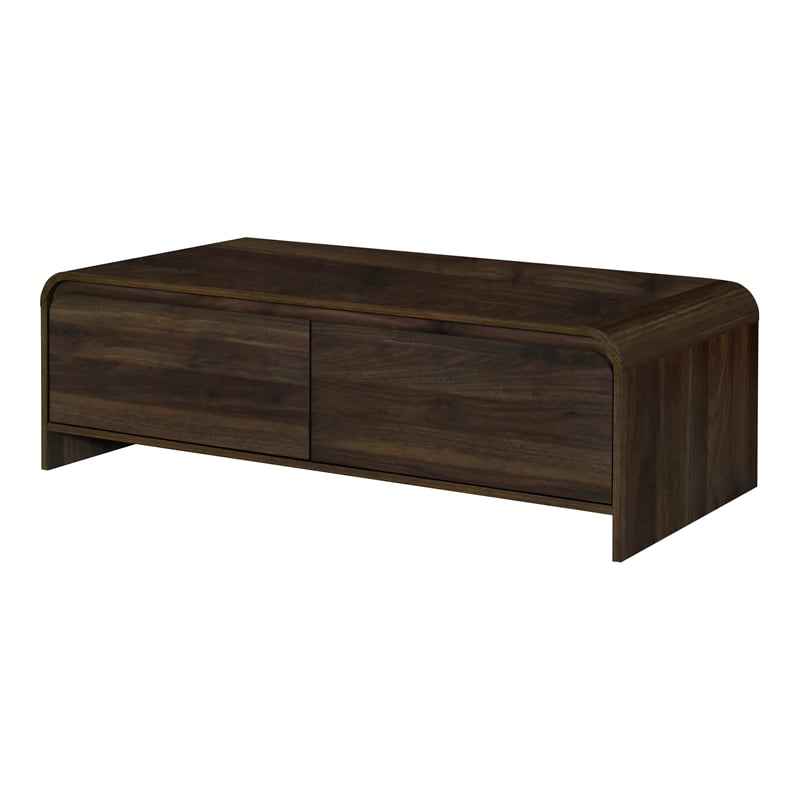 Pemberly Row Modern Wood Coffee Table/Cocktail Table in Walnut