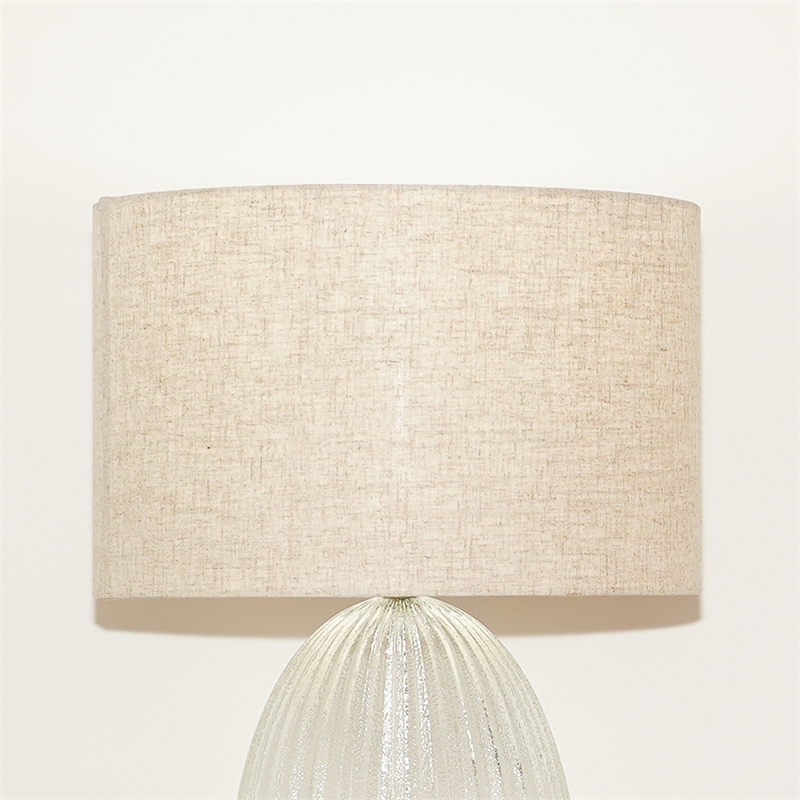 Pemberly Row Radiant Glow Ribbed Glass & Metal Brass Table Lamp