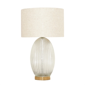 Pemberly Row Radiant Glow Ribbed Glass & Metal Brass Table Lamp