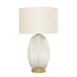 Pemberly Row Radiant Glow Ribbed Glass & Metal Brass Table Lamp