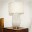Pemberly Row Radiant Glow Ribbed Glass & Metal Brass Table Lamp