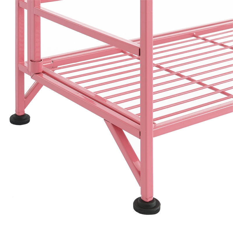 Pemberly Row Modern Five-Tier Folding Metal Shelf in Pink Finish