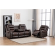 Pemberly Row Two Tone Faux Leather Two-PC Livingroom Reclining Set In Brown