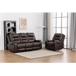 Pemberly Row Two Tone Faux Leather Two-PC Livingroom Reclining Set In Brown