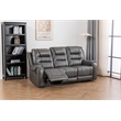 Pemberly Row Two Tone Faux Leather Livingroom Reclining Sofa In Gray