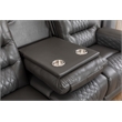 Pemberly Row Two Tone Faux Leather Livingroom Reclining Sofa In Gray