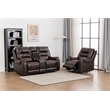 Pemberly Row Two Tone Faux Leather 2-Piece Livingroom Reclining Set In Brown