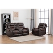 Pemberly Row Two Tone Faux Leather 2-Piece Livingroom Reclining Set In Brown