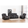 Pemberly Row Two Tone Faux Leather 3-Piece Livingroom Reclining Set In Black