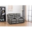 Pemberly Row Two Tone Faux Leather Livingroom Reclining Loveseat In Gray