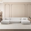 Pemberly Row Mid-Century Modern U-Shape Ivory Velvet Corner Sectional Sofa