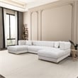 Pemberly Row Mid-Century Modern U-Shape Ivory Velvet Corner Sectional Sofa
