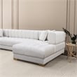 Pemberly Row Mid-Century Modern U-Shape Ivory Velvet Corner Sectional Sofa