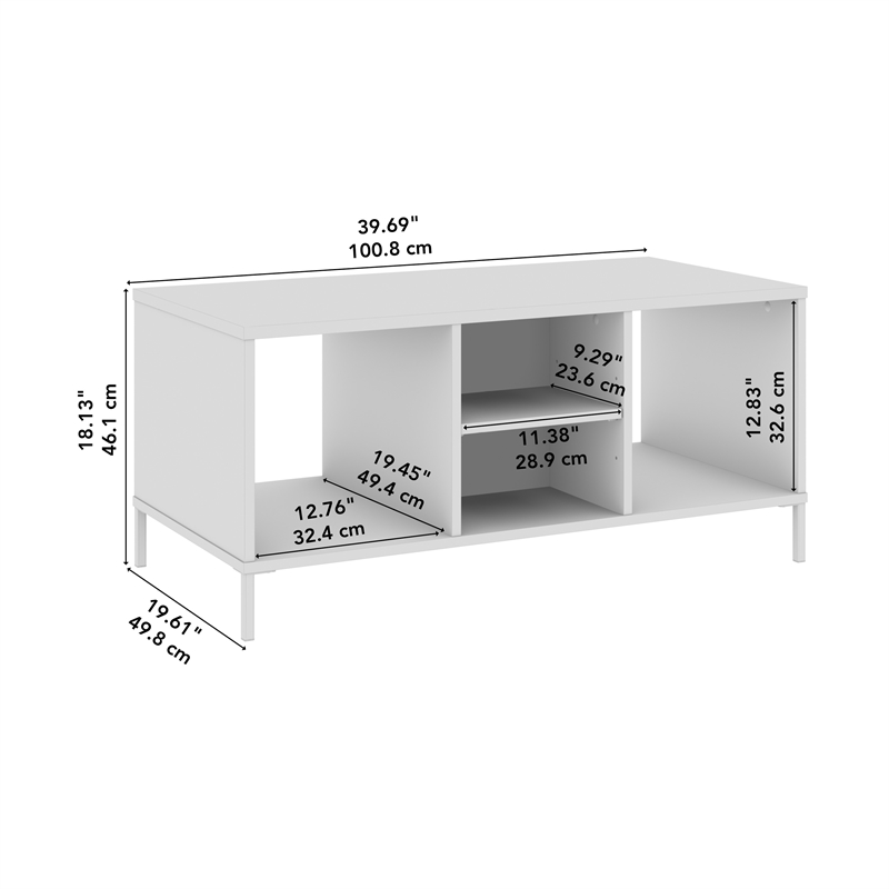 Pemberly Row Coffee Table with Shelves in Natural Elm - Engineered Wood