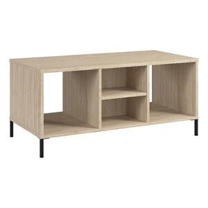 Pemberly Row Coffee Table with Shelves in Natural Elm - Engineered Wood