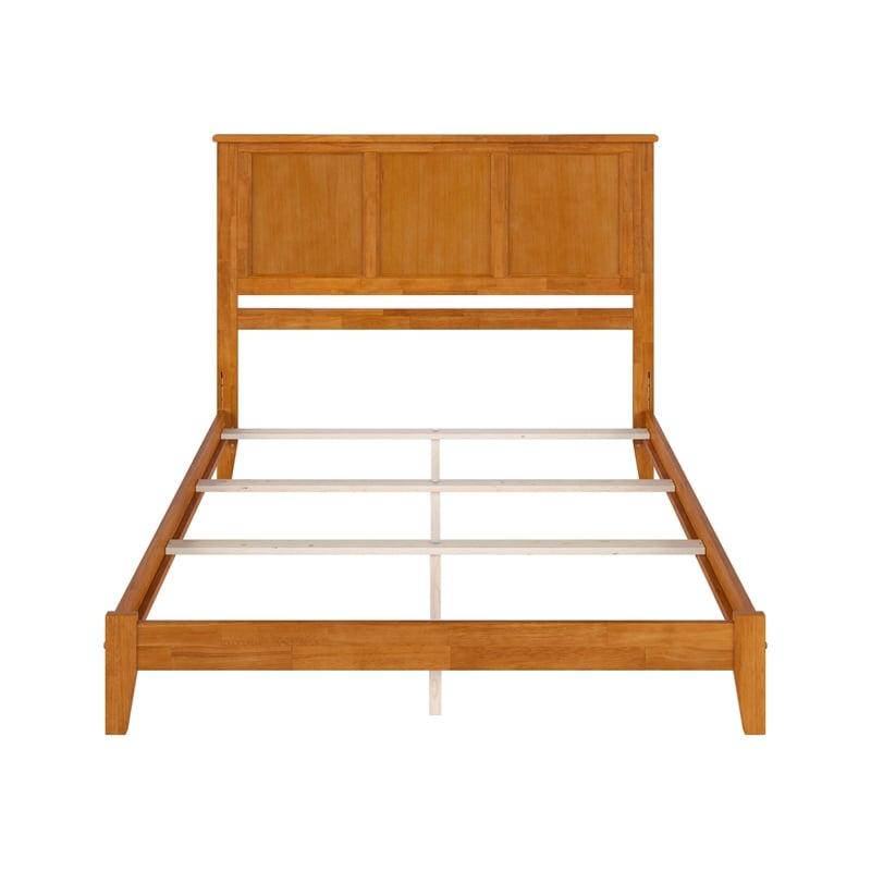 Pemberly Row Madison Queen Solid Wood Foundation Bed in Light Toffee