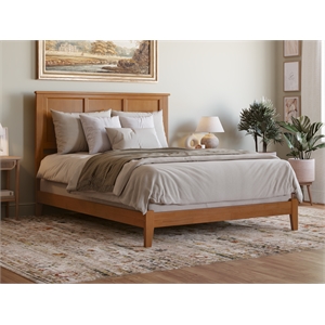 Pemberly Row Madison Queen Solid Wood Foundation Bed in Light Toffee