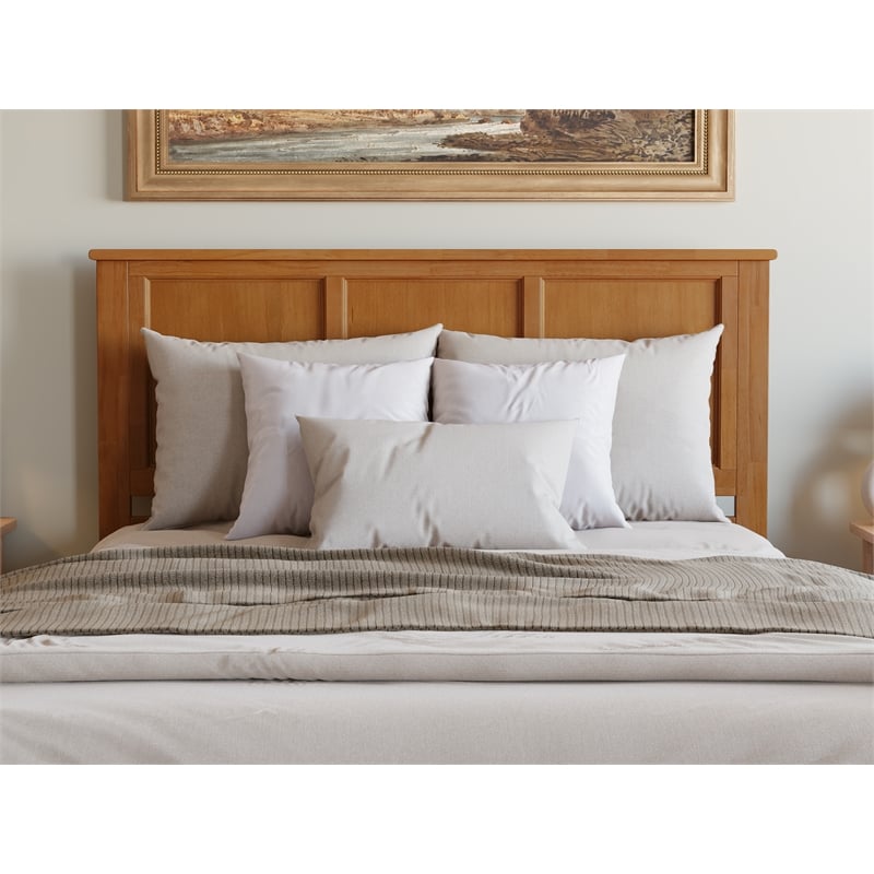Pemberly Row Madison Queen Solid Wood Foundation Bed in Light Toffee