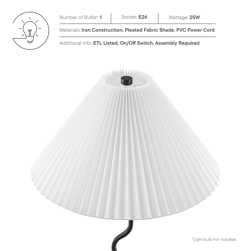 Pemberly Row Modern / Contemporary Wave Squiggle Table Lamp in Black