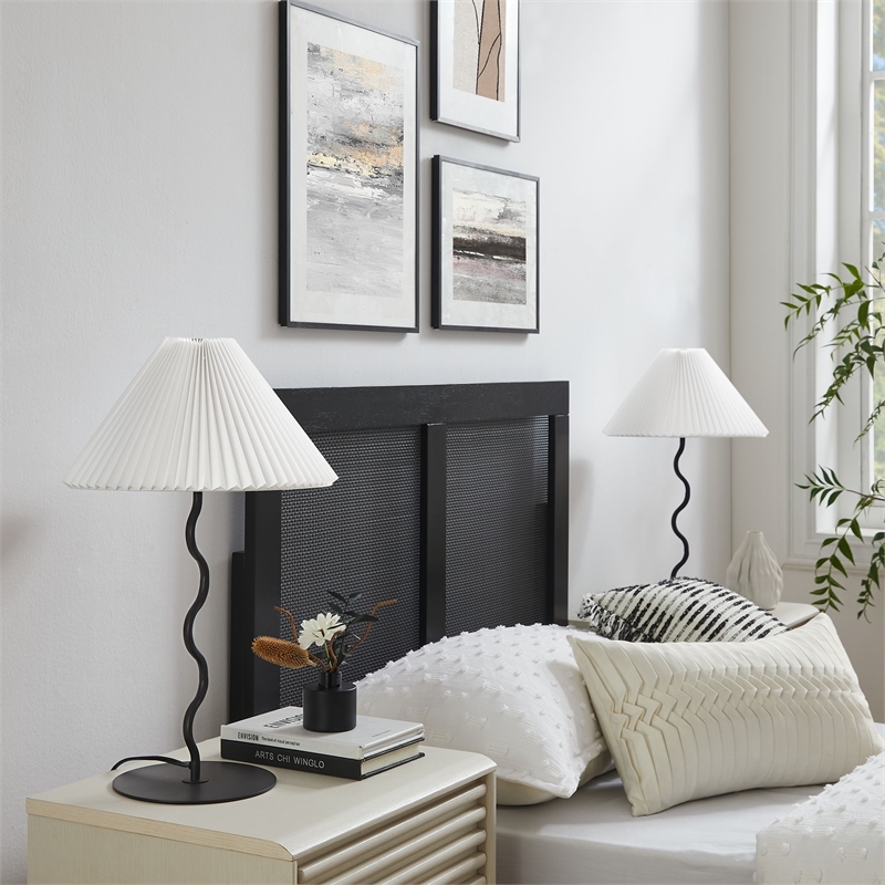 Pemberly Row Modern / Contemporary Wave Squiggle Table Lamp in Black