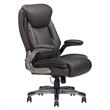 Pemberly Row Gray Bonded Leather Office Chair with PlyWood Frame & Flip Arms