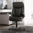 Pemberly Row Gray Bonded Leather Office Chair with PlyWood Frame & Flip Arms