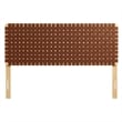 Pemberly Row Weave Vegan Leather Queen Headboard in Natural Brown