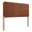 Pemberly Row Weave Vegan Leather Queen Headboard in Natural Brown