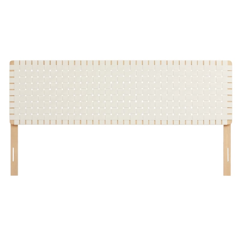 Pemberly Row Weave Vegan Leather King Headboard in Natural Beige