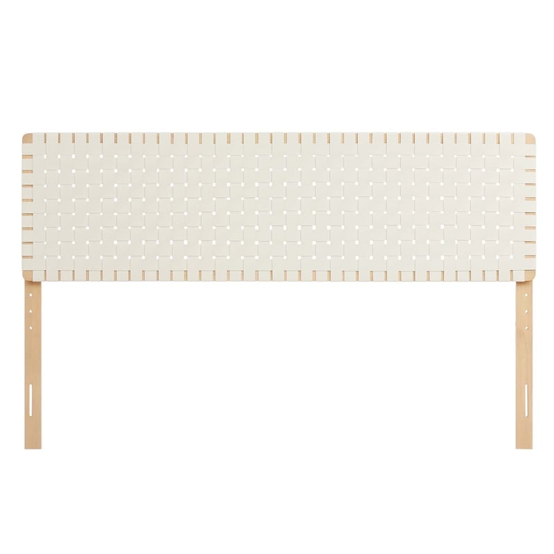 Pemberly Row Weave Vegan Leather King Headboard in Natural Beige