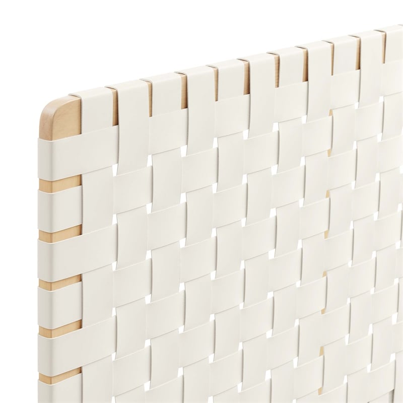 Pemberly Row Weave Vegan Leather King Headboard in Natural Beige