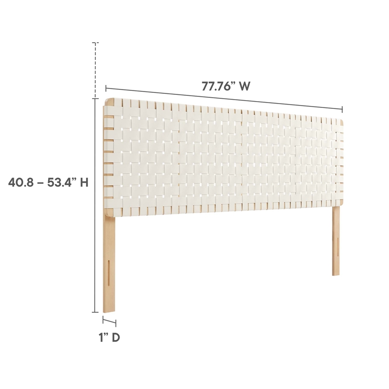 Pemberly Row Weave Vegan Leather King Headboard in Natural Beige