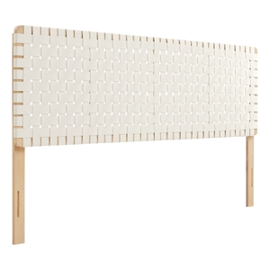 Pemberly Row Weave Vegan Leather King Headboard in Natural Beige
