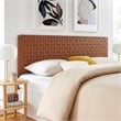 Pemberly Row Weave Vegan Leather King Headboard in Walnut Brown