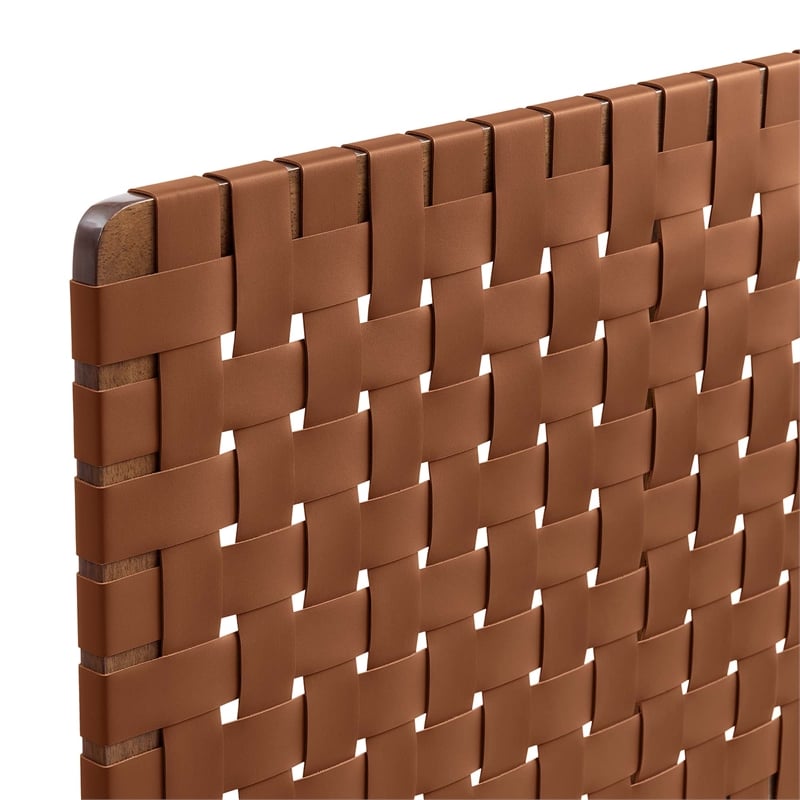 Pemberly Row Weave Vegan Leather King Headboard in Walnut Brown