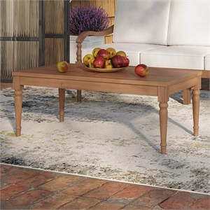 Pemberly Row Contemporary 47&quot Wood Patio Coffee Table in Natural